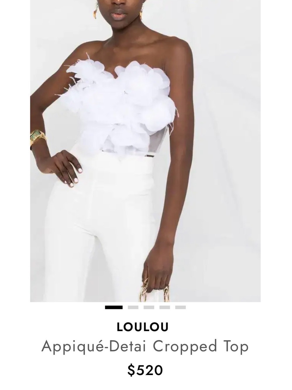Loulou White Appliqué Cropped Strapless Top - Small